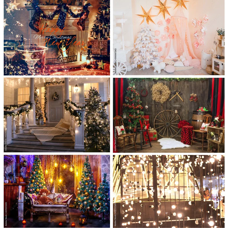 

SHUOZHIKE Christmas Theme Photography Background Christmas tree Light Children Portrait Backdrops For Photo Studio Props SDJ-04