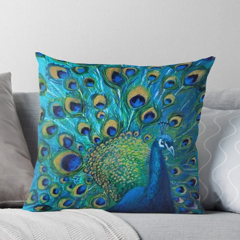 

Peacock Blues Throw Pillow Elastic Cover For Sofa Throw Pillow Pillowcases