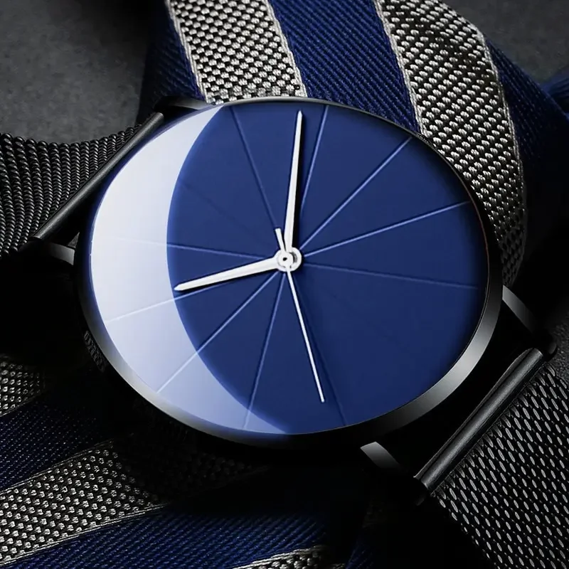 Minimalist Mens Fashion Watches Simple Men Business Ultra Thin Stainless Steel Mesh Belt Quartz Watch Relogios Masculino Reloj 2