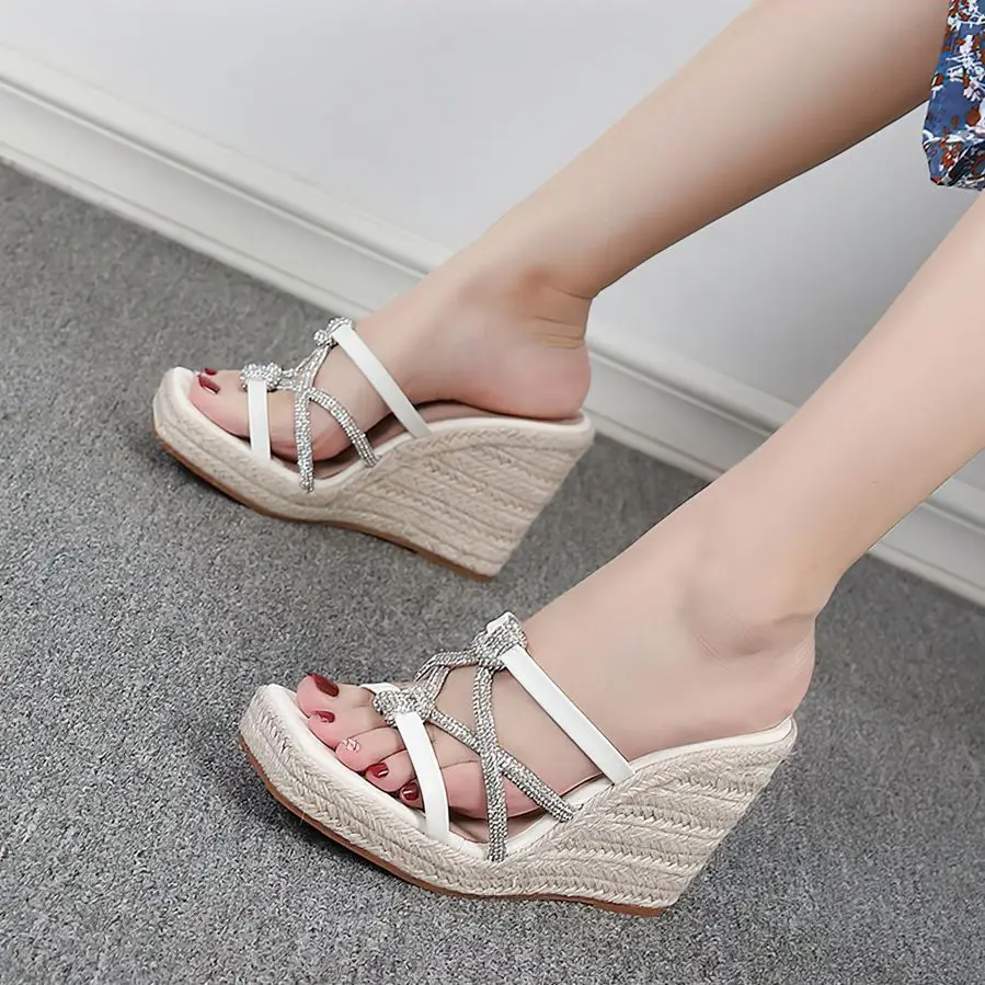 Women's Platform Wedge Sandals Open Toe Elastic Strap Slip - Temu