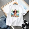 Disney Moana 2 Kids Short Sleeve T-Shirt Girls Summer Casual Tops Anime Cartoon Fashion Pullover Loose Fitting Children Clothing 5