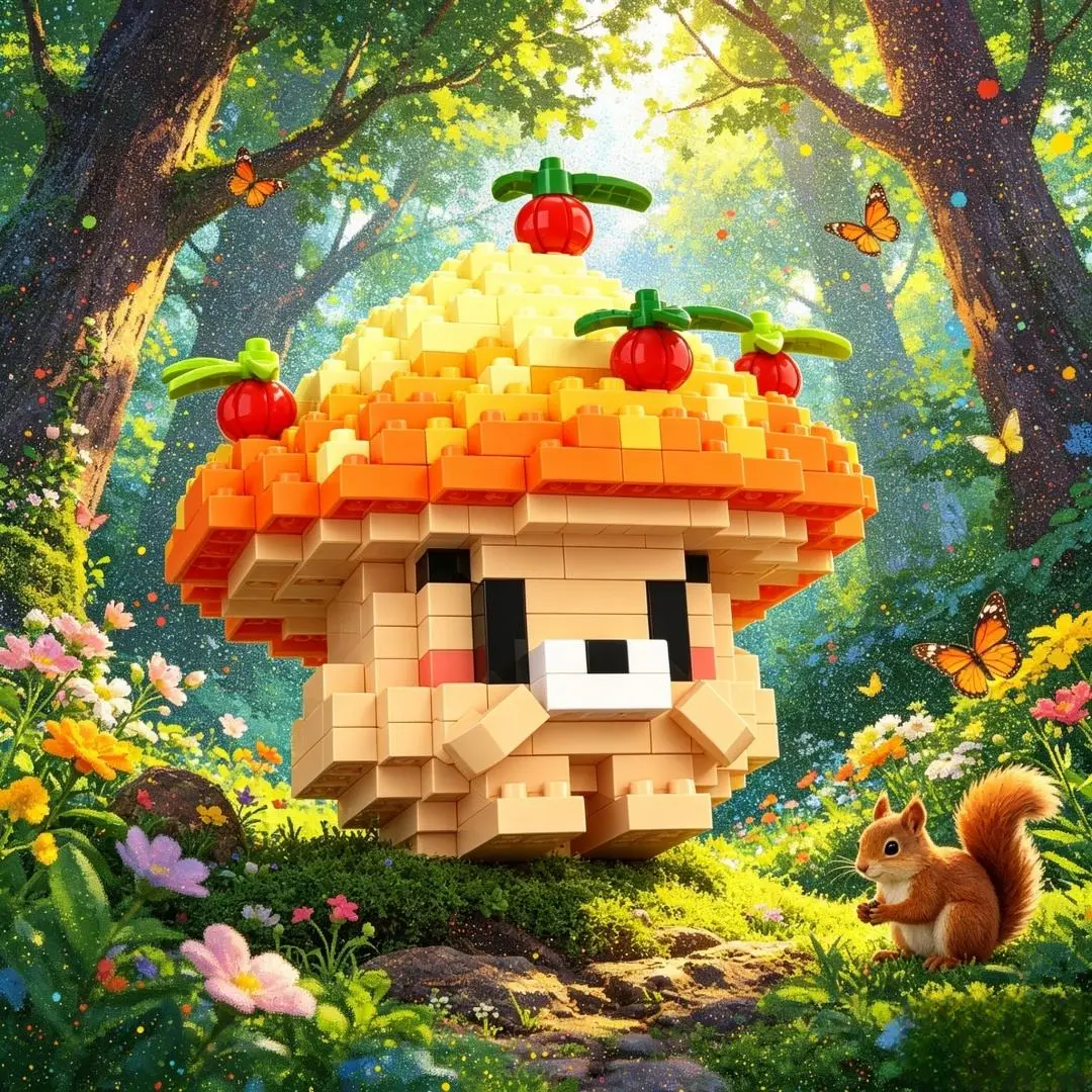 331pcs 버섯 3D 퍼즐 빌딩 블록 장난감, DIY 크리 에이 티브 분재 장식품 홈 장식, 크리스마스 할로윈 생일 선물