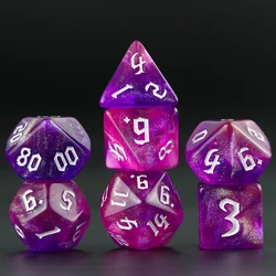 Enchanted Iridescent Glitter Polyhedral Dice Set (Pink)