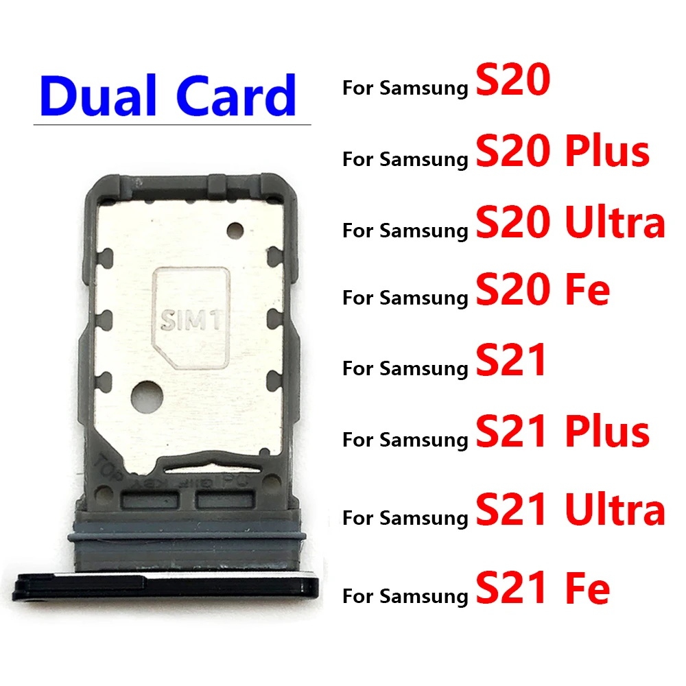 New For Samsung S21 S20 Plus Ultra Fe Dual SIM Card Slot SD Card Tray Holder Adapter Replacement Spare Parts