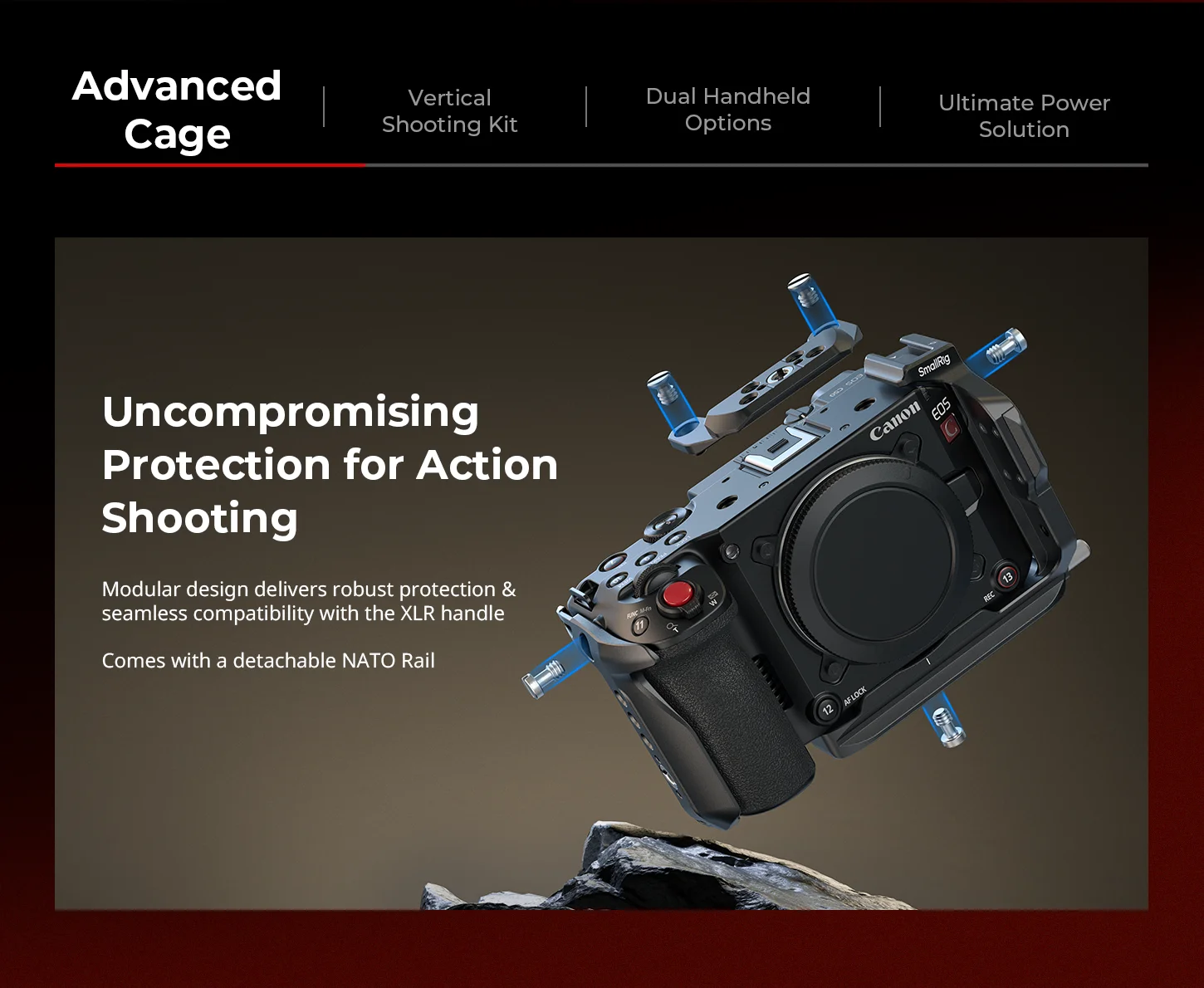 C50 Camera Cage for Canon EOS C50 w NATO Rail Cable Clamp Modular Compatibility