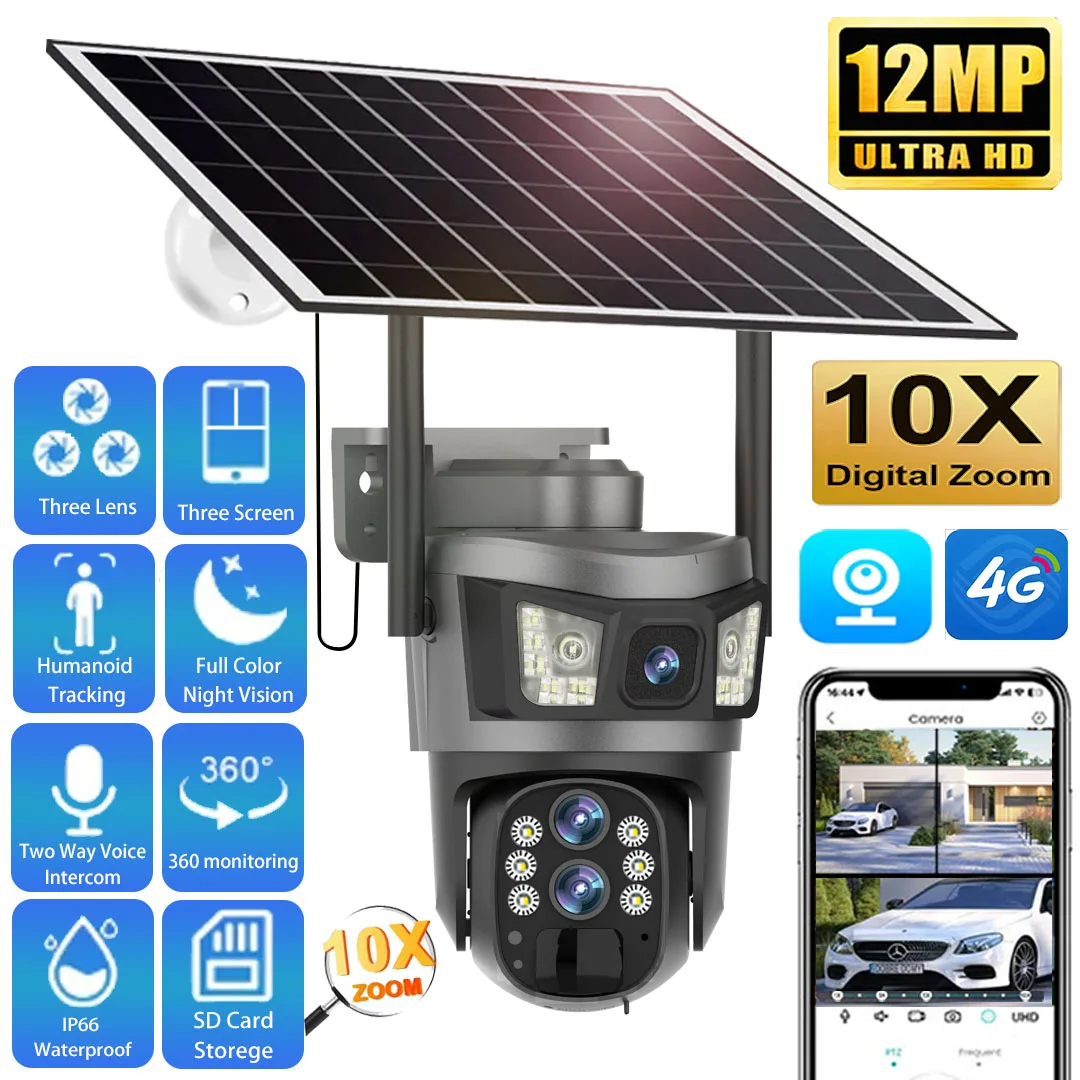 ❄️Falsh Sale🔥360° Smart Solar Surveillance Camera with Three-screen Monitoring✨