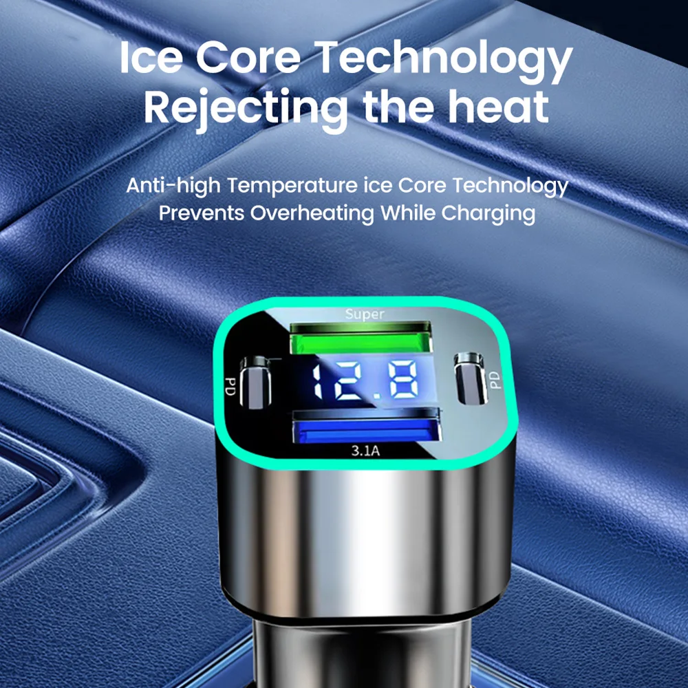 4 Ports 120W USB Car Charger Super Fast Charging PD Car Lighter Phone Charger car charger car phone charger phone charger phone charger adapter For iphone Xiaomi Huawei Samsung