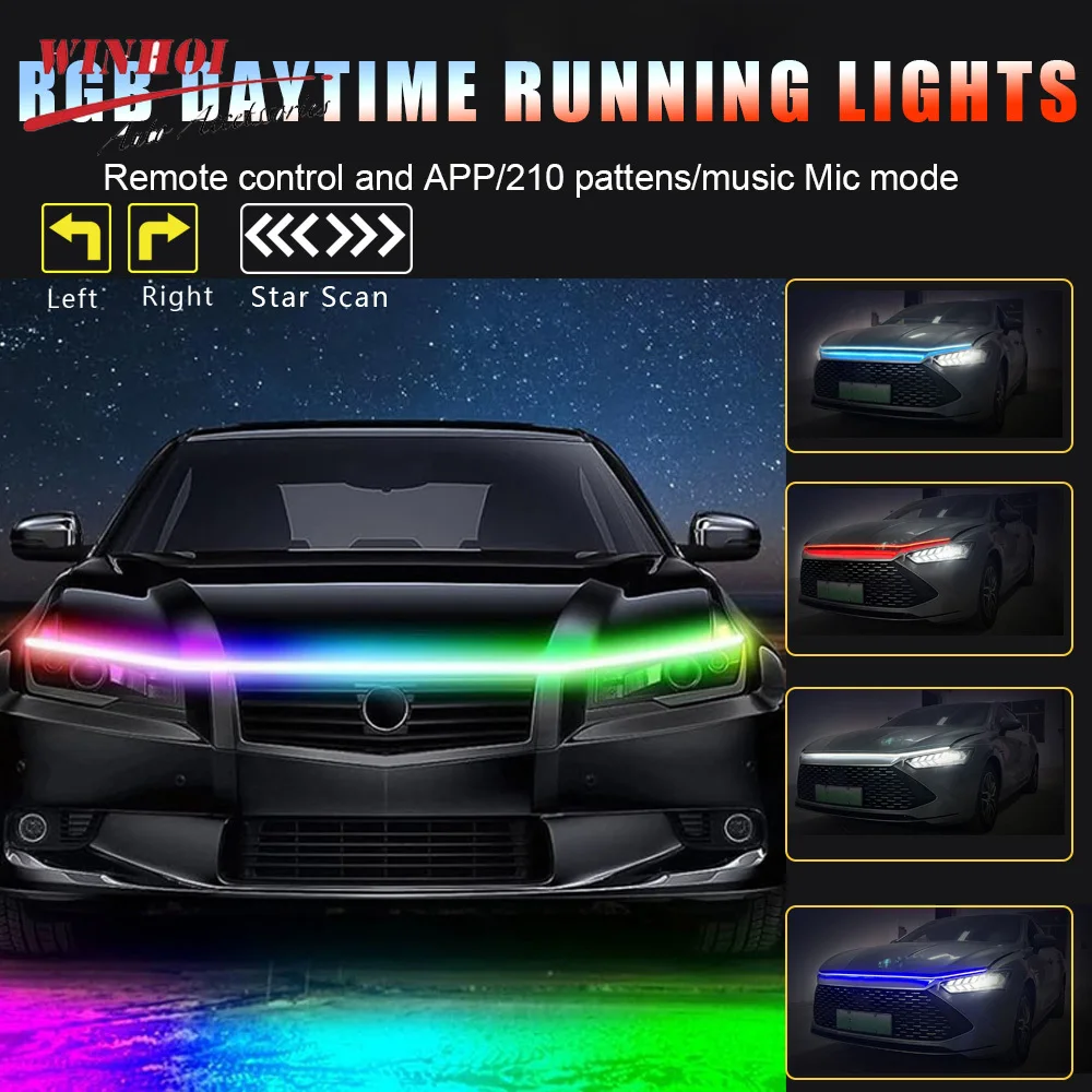 

Автомобильная подсветка RGB, универсальная гибкая лента для дневных ходовых огней, поворотников