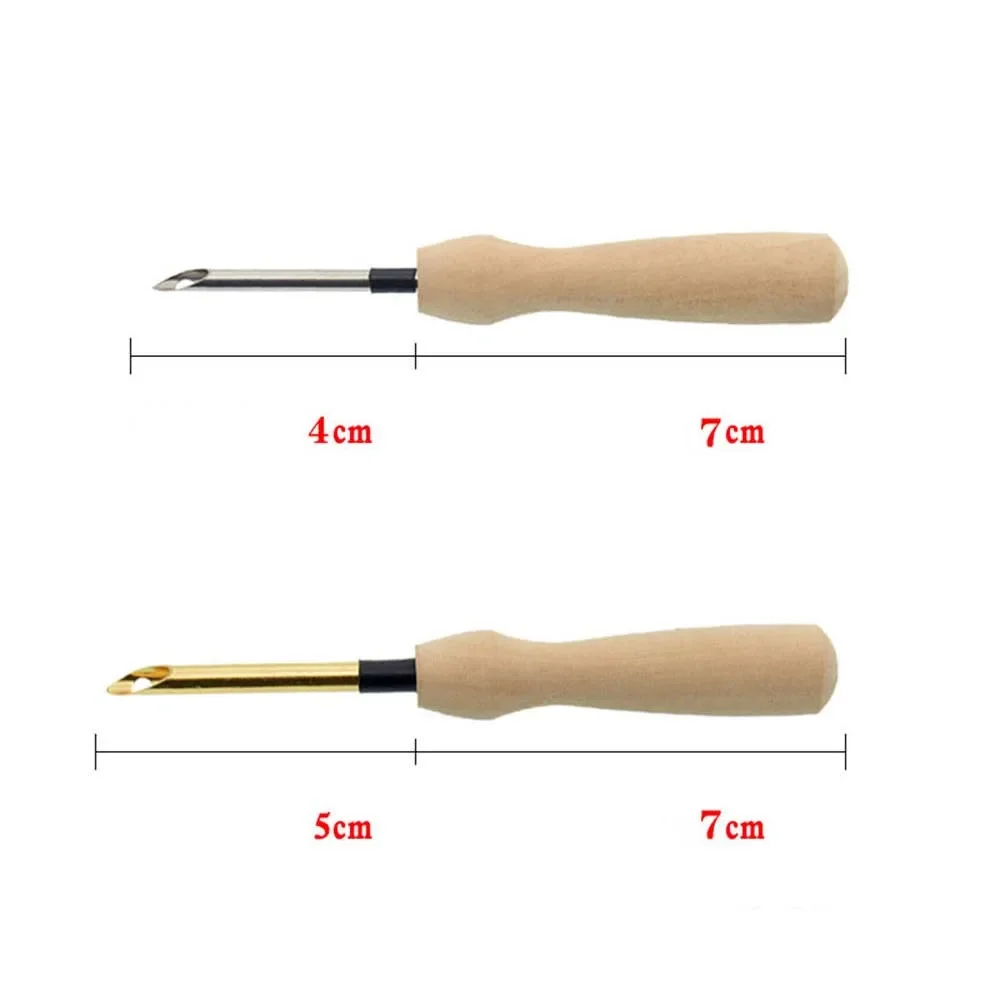 Sewing Punch Needle Knitting Embroidery Pen Wooden Handle Weaving Sewing Felting Craft Punch Threader DIY Sewing Accessories