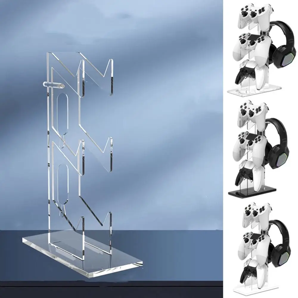 

Acrylic 3-Layer Controller Holder Durable Black White Game Handle Display Stand Stability Universal Headphone