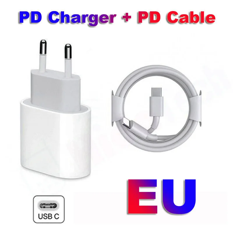 PD Charger Fast Charging Charger Cable Kit for Iphone 13 12 11 pro max ipad Airpods Apple Watch EU US Plug Type C Adapter 65 watt car charger Chargers