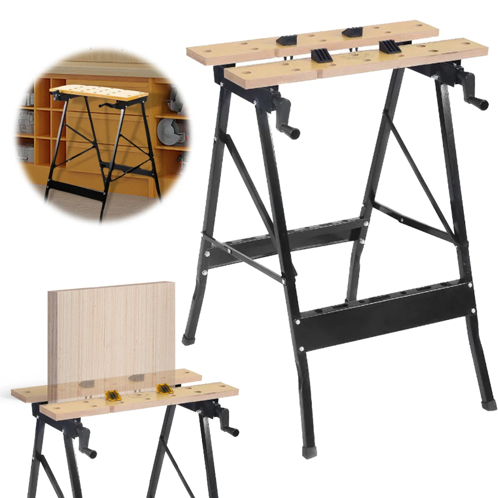 Folding Portable Multipurpose Workbench with Measuring Ruler and Protractor Scale Adjustable Flip Woodworking Table Work Table