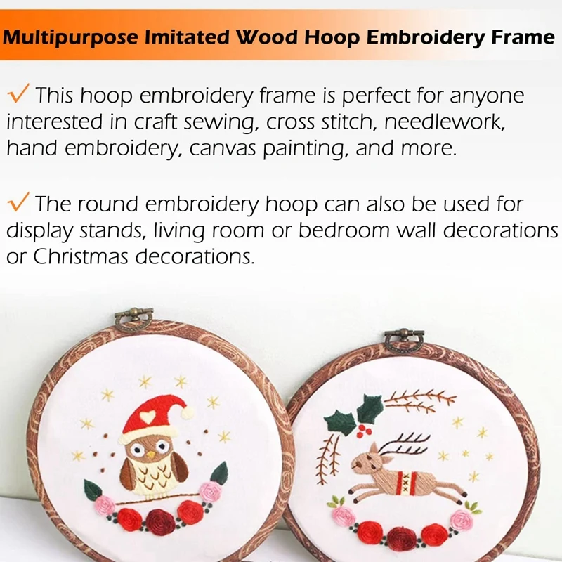 1Set Embroidery Hoops 3.93 Inch Round Embroidery Frame With Metal Ring Imitated Wood Circle Hoop
