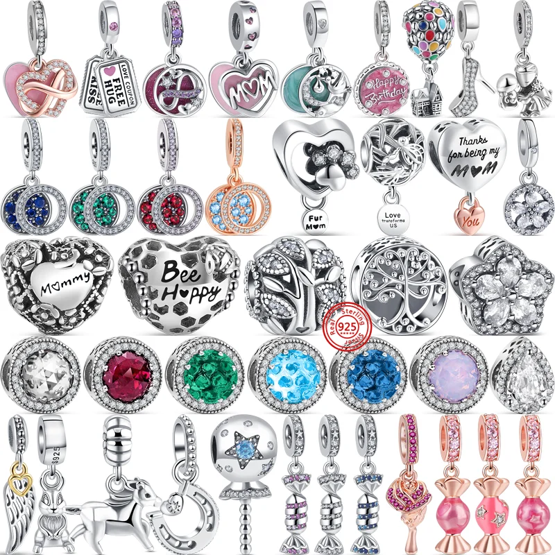 Nuovo 925 Sterling Silver Candy Lollipop Pink Zircone Infinite Sparkling Beads Fit Original Pandora Charm Bracciale Jewelry Boy Girl