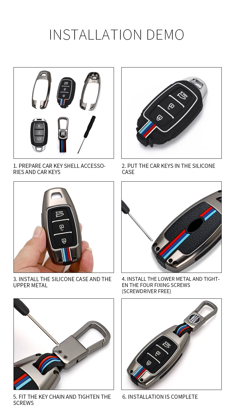 Coperture della copertura della cassa chiave a distanza dell'automobile della lega per Hyundai i30 ix25 Elantra KONA Solaris Azera Grandeur Ig TM Accent Santa Fe palizzata - S13a1967ddc61437dbe1e72db6738c56ew