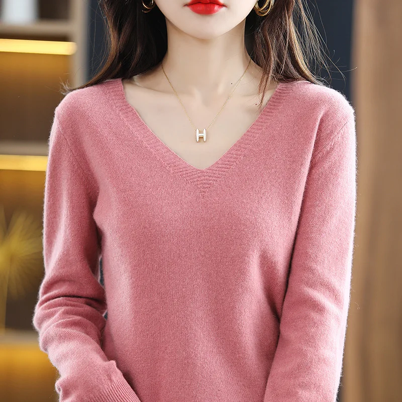 

Autumn Winter Women Sweater 2023 Korean Fashion Knitwears Warm Long Sleeve V-neck Knit Pullovers Slim Fit Bottoming Shirt Jumper