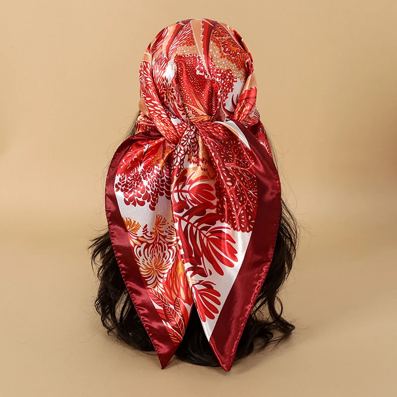 Women Luxury Silk Scarf Zebra Printed Scarves Square 90x90cm Shawl Travel Headscarf Hijab Bandana Neckerchief Foulard 3