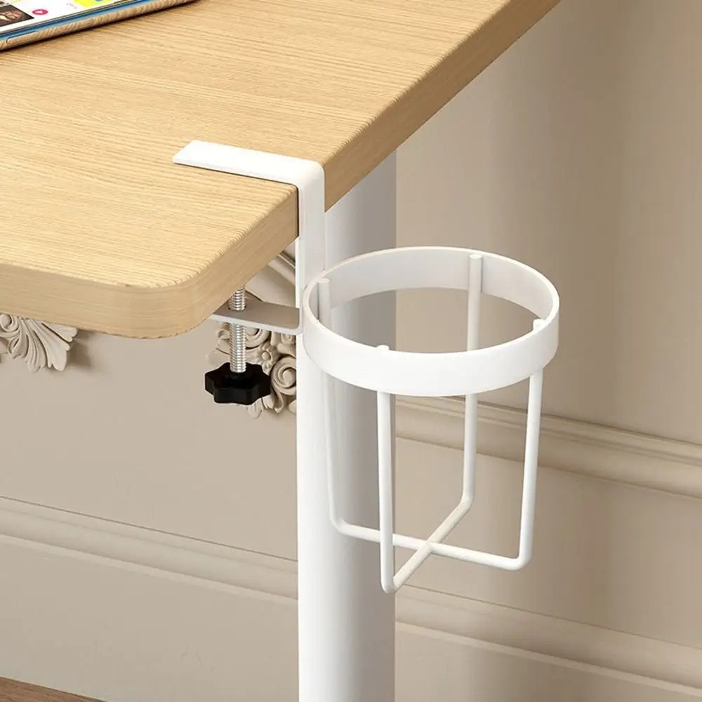 Home Clip On Table Cup Holder Horizontal Vertical Mount Anti Spill Office Desktop Mug Rack Metal Clamp Water Bottle Storage Tray 3