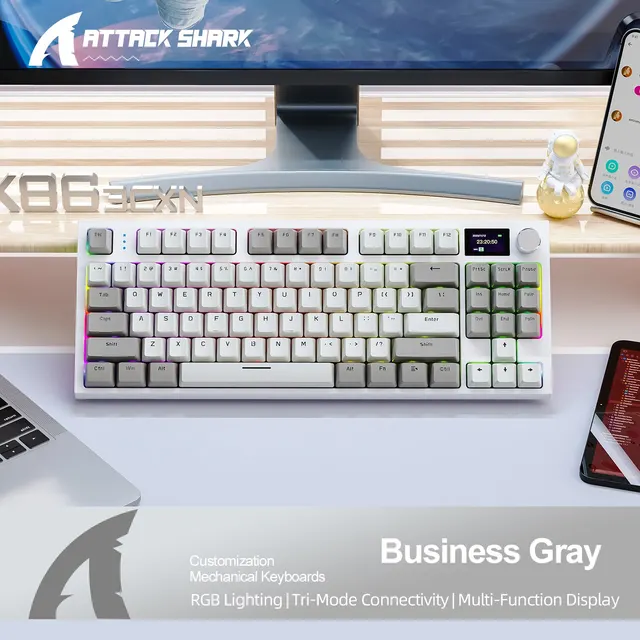 K86 Wireless Hot-Swappable Mechanical Keyboard Bluetooth/2.4g With Display Screen and Volume Rotary Button for Games and Work 7