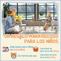 Table et 2 chaises en bois pour enfants Aiyaplay avec compartiments et tableau noir amovible 60X60X44 cm Naturel et Blanc 5