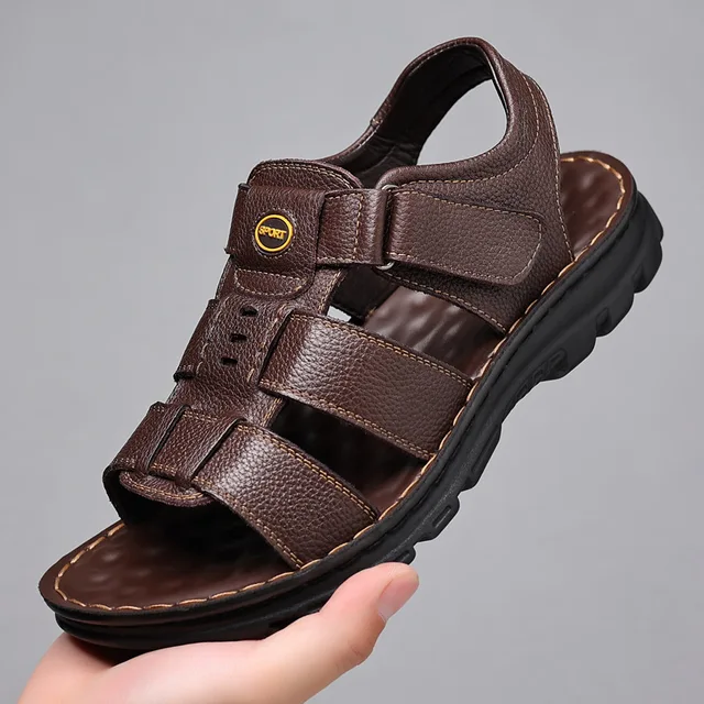 Sandales en Cuir group pour Homme, Chaussures de Plage Antidérapantes, Grande Taille, Nouvelle Collection 1