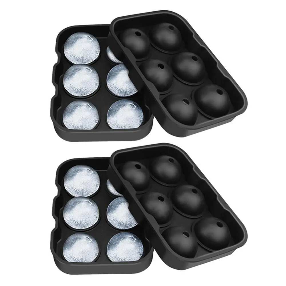 Grandi vassoi in silicone per cubetti di ghiaccio con coperchi, stampi per cubetti di ghiaccio a rilascio facile, stampo per sfere di ghiaccio, riutilizzabili e senza BPA, confezione da 2