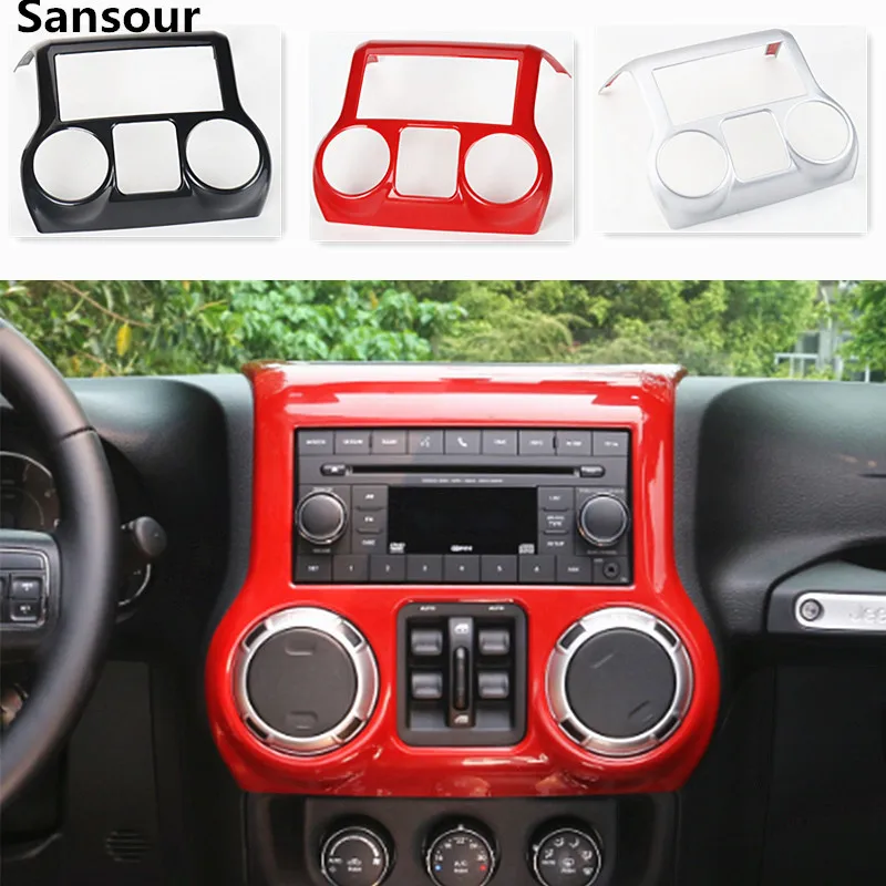 

Sansour Dashboard Center Console Fascia Panel Air conditioning switch Frame Cover Interior Chrome ABS For Jeep Wrangler jk 11-16