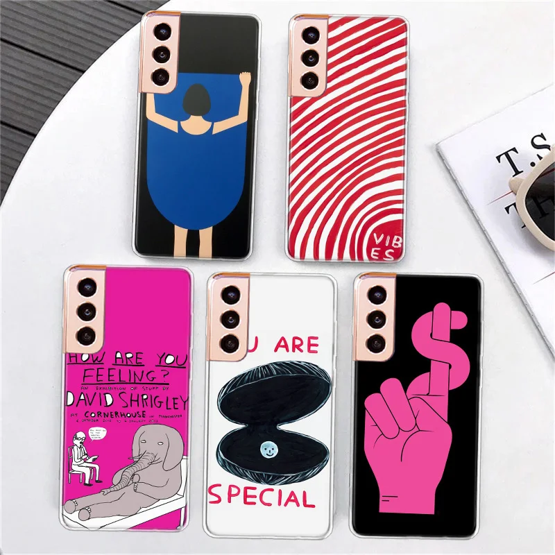 Custodia Per Telefono Astratta David Shrigley Cartoon Per Samsung S21 Fe S20 Plus Galaxy S24 S23 S22 Ultra Capa S10 S10E S9 S8 S7 Edge Cove