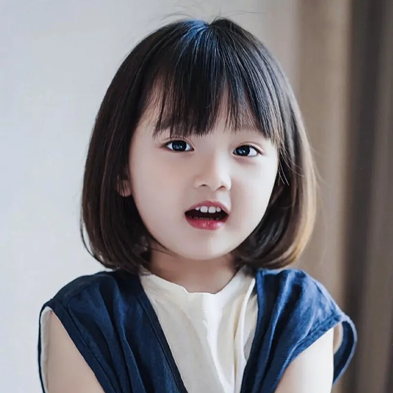 Hair Extensions Synthetic Children Girl Wig Black Bobo Hairstyle