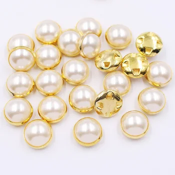 모조 다이아몬드 진주 골드 클로 베이스, 반짝이는 크리스탈 스트라스 진주, 의류 장식용 단추 재봉 모조 다이아몬드, 6mm-12mm
