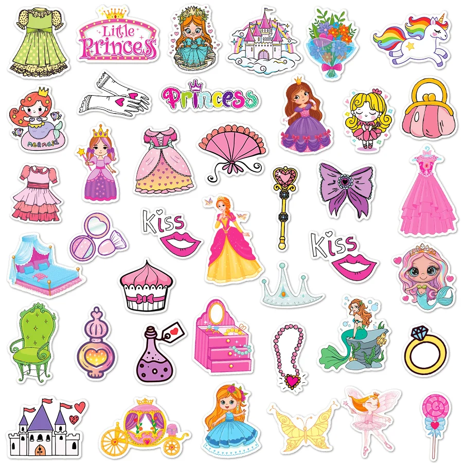 70PCS Cute Princess Stickers for Girls Princess Stickers for Laptop Cartoon Fairy Tale Princess Stickers Vinyl Princess Stickers
