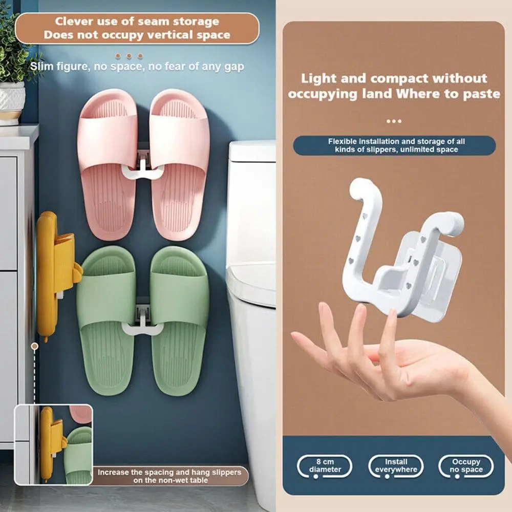U-Shaped Slipper Rack Wall Mounted Punch Free Toilet Drain Rack Bathroom Wall Self-Adhesive Hook Storage Sandal