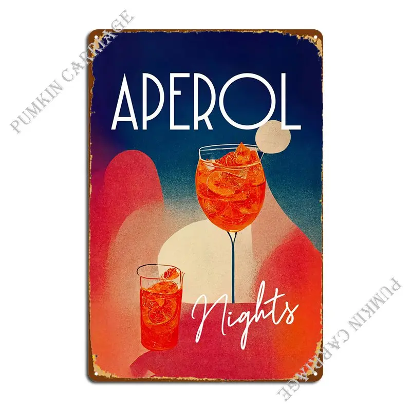 Aperol Spritz Nights Retro Metal Sign Club Club Pub Stampato Retro Tin Sign Poster