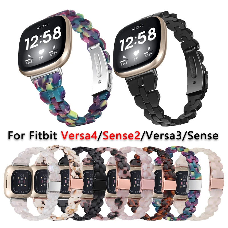 

resin band for fitbit sense sense 2 Watchband Slim Diamond-shaped resin strap for fitbit versa 3 versa 4 Smart Watch Accessories