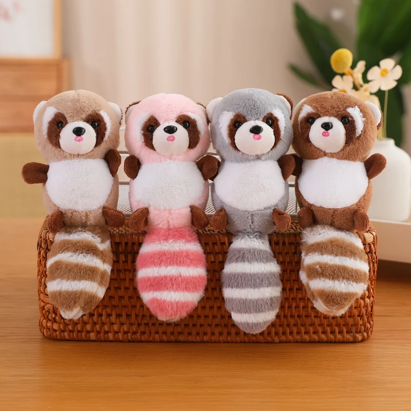 

20cm Funny Lovely Fluffy Soft Raccoon Toys Plush Colorful Bear Dolls Pendant Kawaii Animals Toys Keychain Mini Elegant Gift