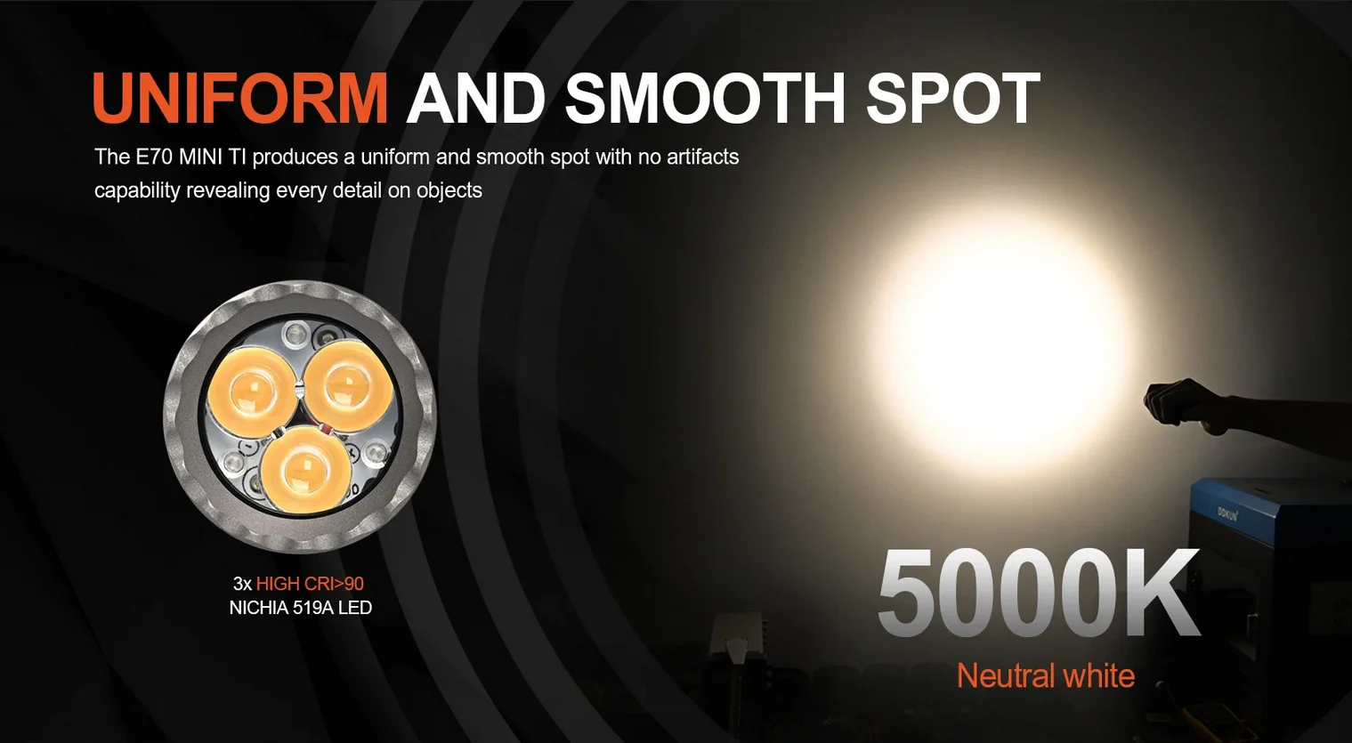 ACEBEAM E70 MINI EDC Flashlight 2000 High Lumens 519A High