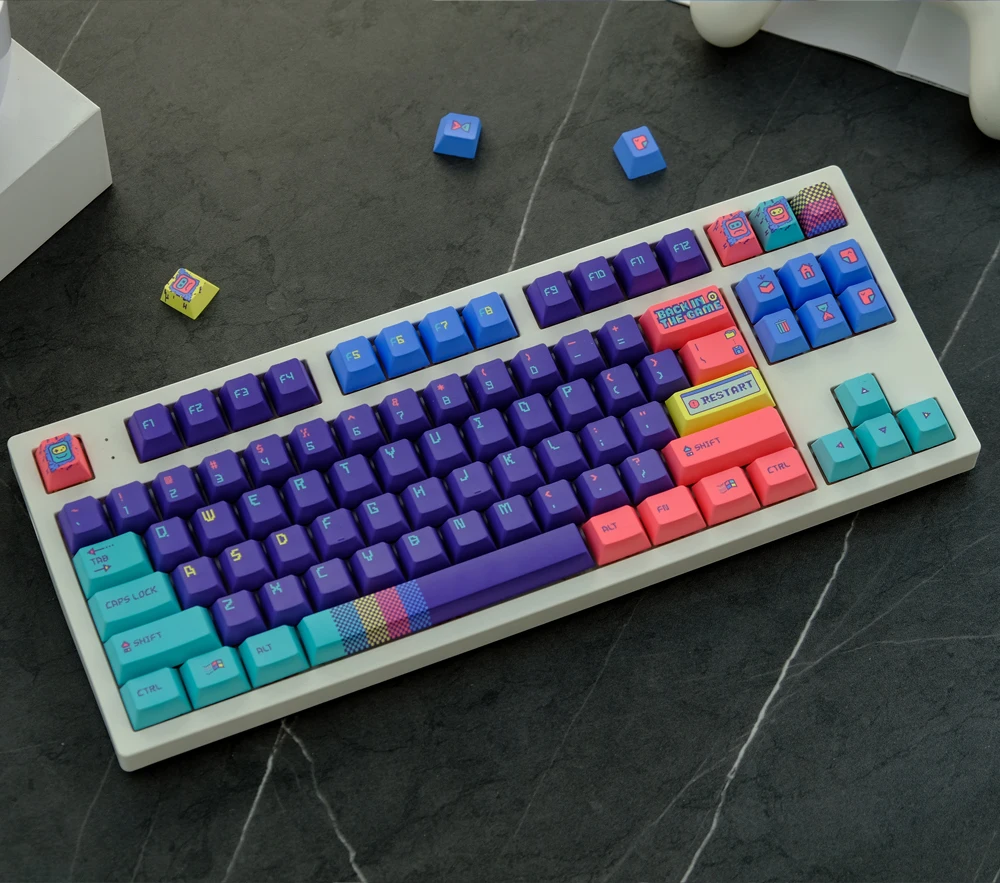 Volta ao Jogo Keycaps Cherry Profile Pbt Dye Sublimation Keycaps para mx Switch 61 64 68 75 129 87 96 Teclado Mecânico de - Imagem 2