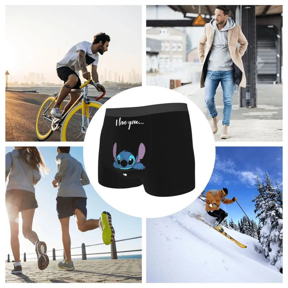 Custom Stitch Lion Cute Boxers Shorts Men's Disney Movie Briefs Underwear Fashion Underpants