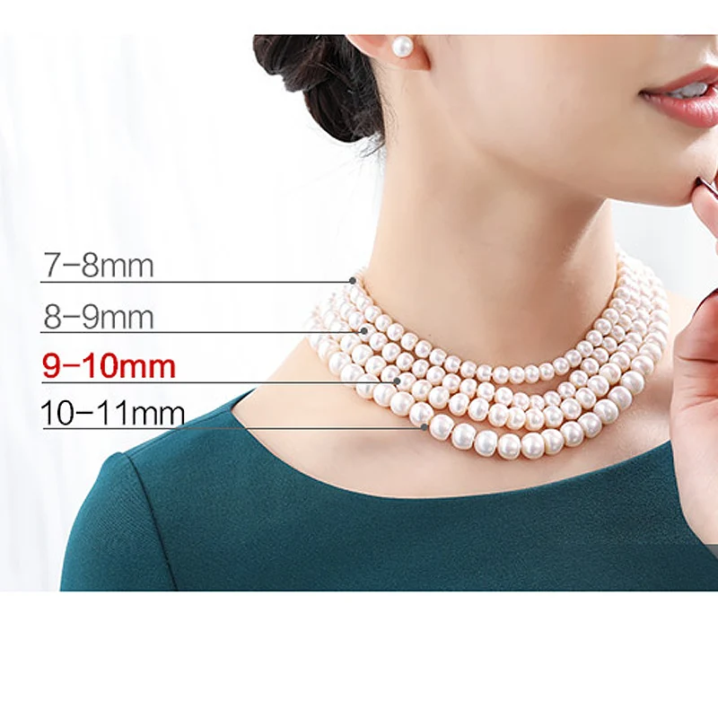 A Butterfly 9-10MM Natural Freshwater Pearl Clavicle Necklace Nearly Round Slightly Defects Shiny Chain Length 40-50Cm