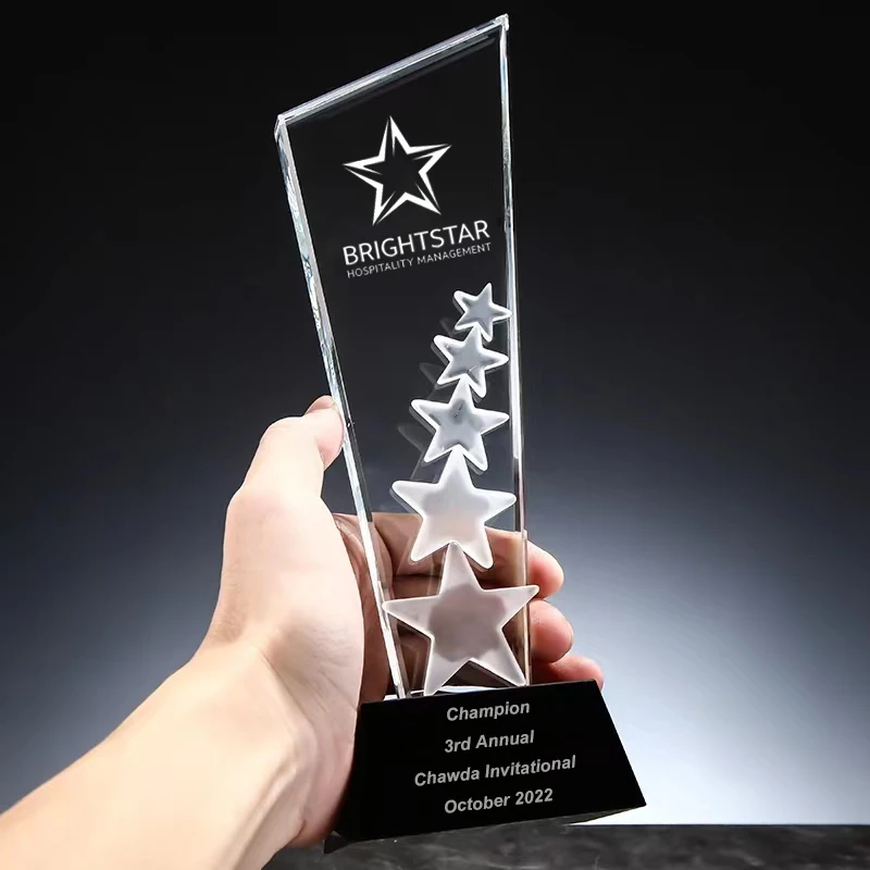 Personalizado personalizado criativo cristal troféu campeão concurso prêmios copo estátua personagem evento lembrança caixa de presente quarto decoração