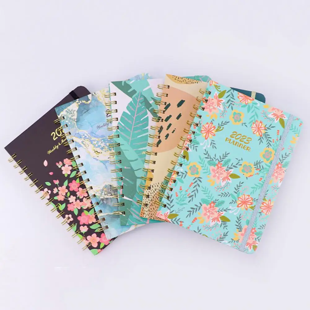 

Daily Journal Great Stationery Wild Flower English Version 2023 Organizer Diary A5 Double Coil Binding Notebook for Student