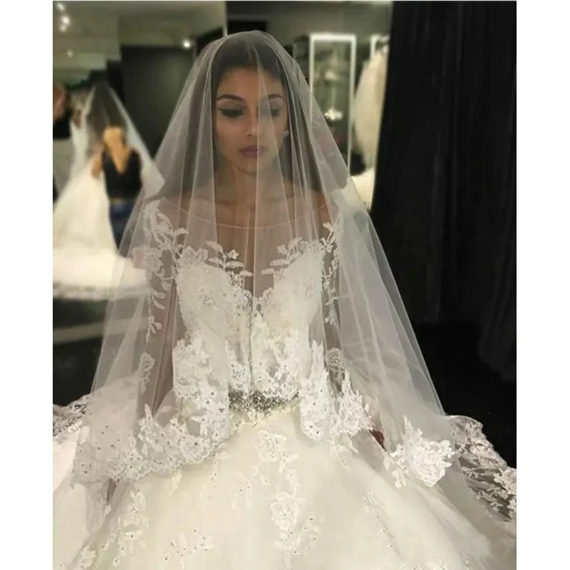 

Beauty Scoop Neckline Appliques Beads Long Sleeves Mermaid Wedding Dress Sweep Train Beaded Belt Robe De Mariée Bridal Gown