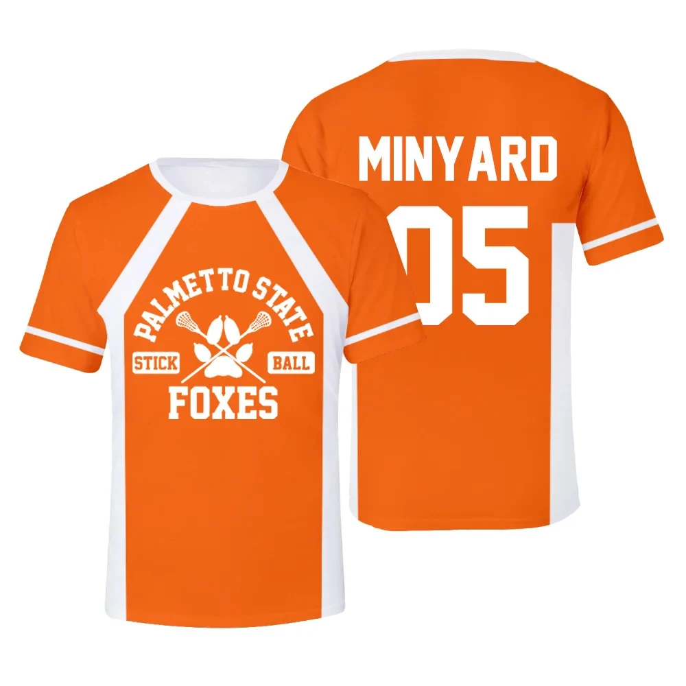 새로운 Foxhole Court Palmetto State Foxes 라크로스 저지 코스프레 WILDS MINYARD 3D 티셔츠 남성/여성 의류 키즈 티셔츠