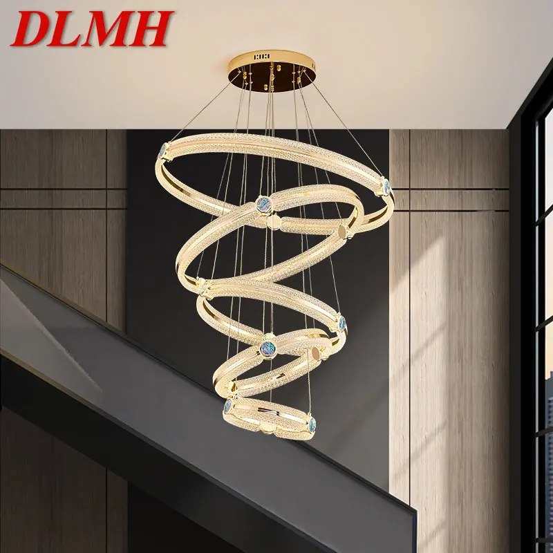 

DLMHNordic Chandelier Led Creative Light Luxury Ring Pendant Lamp Home Living Room Villa Staircase Decor Fixtures