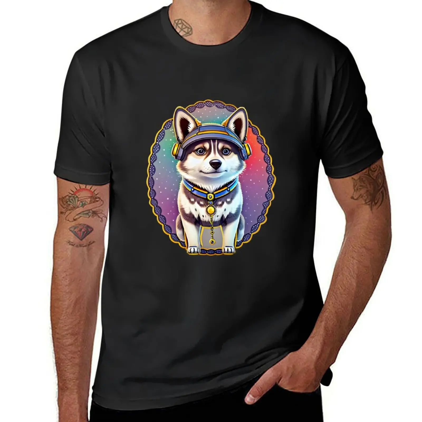 

Dog with headphones T-Shirt oversized plus size tops Short sleeve tee men