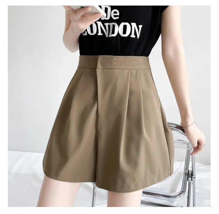 2022 Women's Summer New Fashion High Waist Wide-leg Shorts Female Loose Casual Shorts Ladies Solid Color Streetwear Shorts S38 lululemon shorts