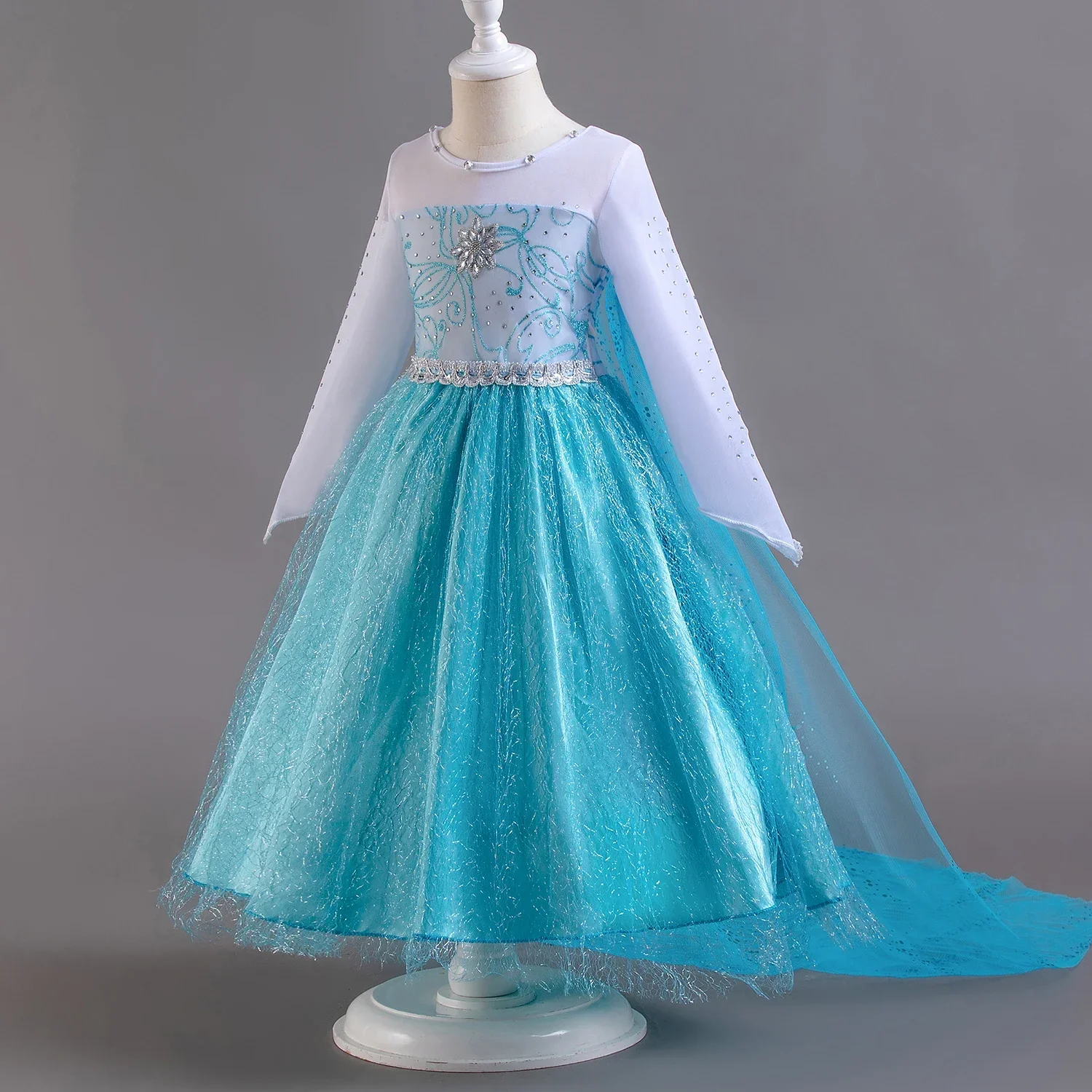 Girls Elsa Dresses for Long Sleeve Kids Birthday Cosplay Elsa Fancy Princess Costume 2024 Carnival Easter Dress Up Party Costume