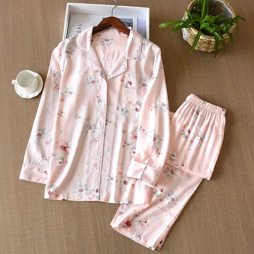 Spring / Summer New 100% viscose long-sleeved trousers ladies pajamas suit 3XL plus size long Sleepwear women's home Nightwear - Image 22