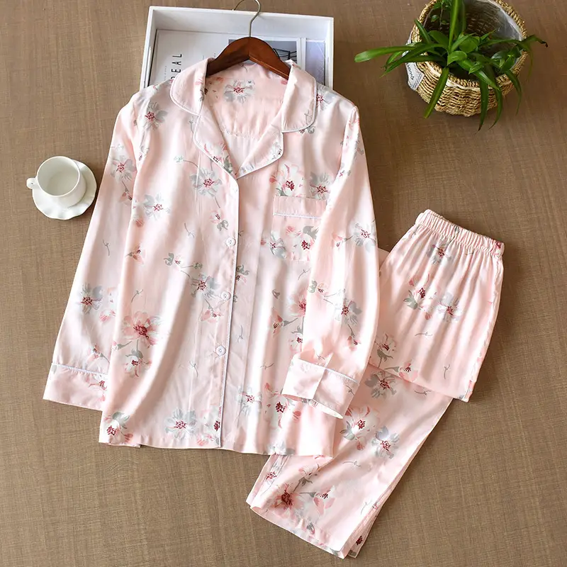 Spring / Summer New 100% viscose long-sleeved trousers ladies pajamas suit 3XL plus size long Sleepwear women's home Nightwear - Image 22