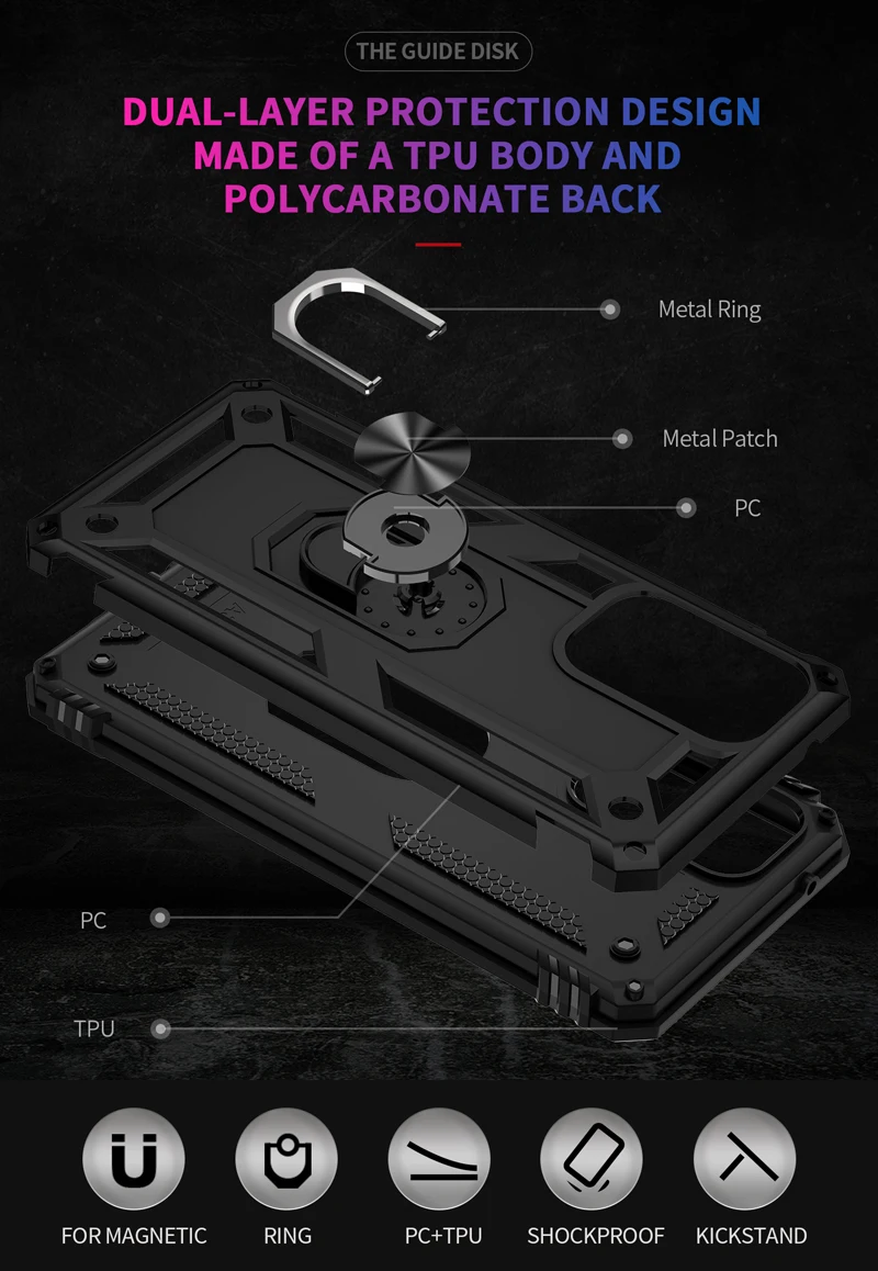 Coque blindée antichoc avec anneau métallique, étui pour Samsung Galaxy A54 A53 A52 A12 A13 A33 A23 A73 A14 A51 A50 A22 A32 A04 A34 A03s A72_voghion.com